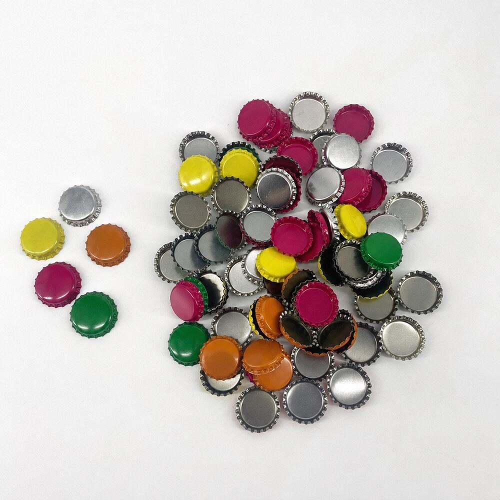 100 Assorted Plain Metal Bottle Caps Crafting Home Brewing DIY Mixed Colors New